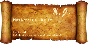 Matkovits Judit névjegykártya